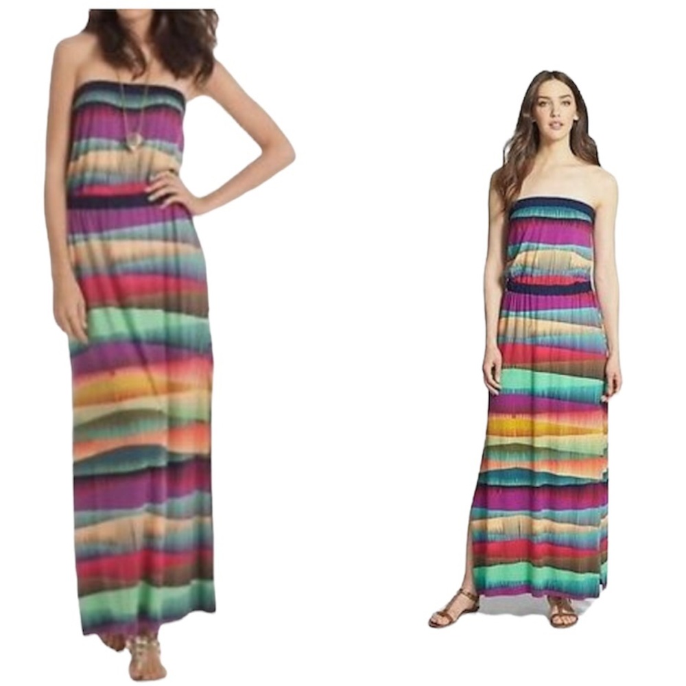 Trina Turk Rainbow Desert Strapless Maxi Dress